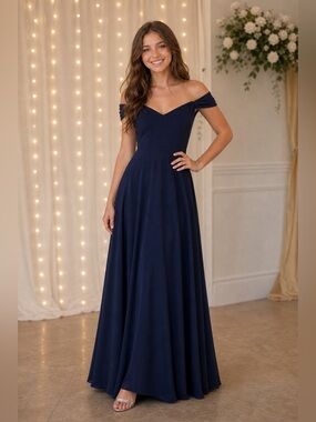 Reformation Poppy Formal Dress in Navy